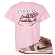 Pink Sand Mauve Mid 1s T Shirt | Drip God Racing Club, Light Pink