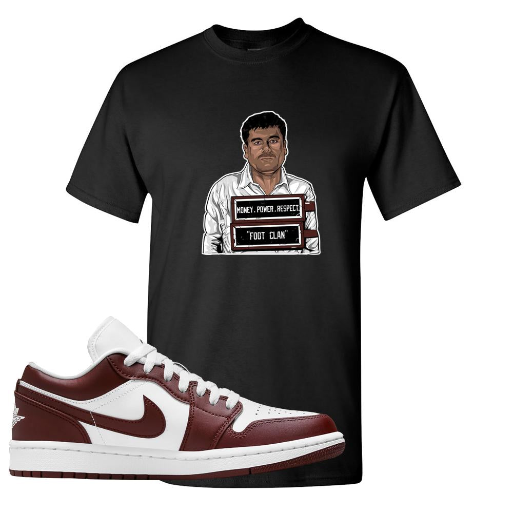 Air Jordan 1 Low Team Red T Shirt | El Chapo Illustration, Black