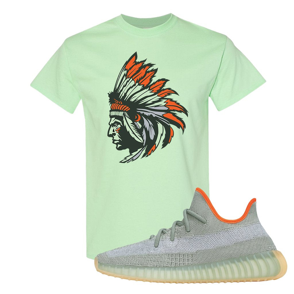 Yeezy 350 V2 Desert Sage Sneaker T Shirt |Indian Chief | Mint Green