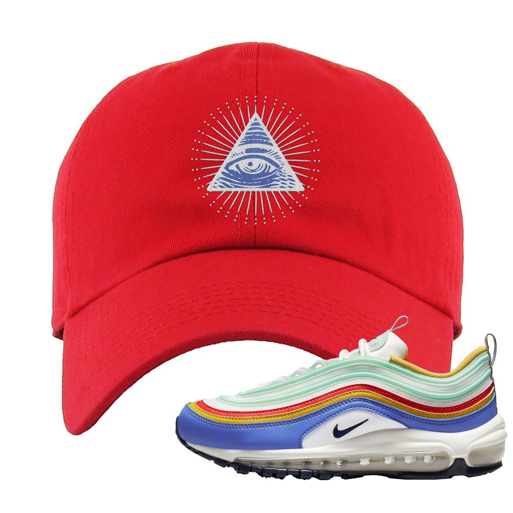 Multicolor 97s Dad Hat | All Seeing Eye, Red