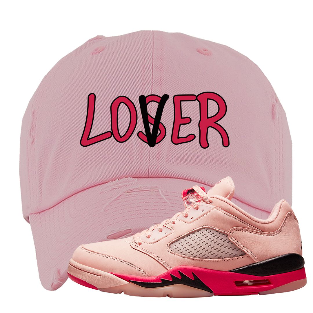 Arctic Pink Low 5s Distressed Dad Hat | Lover, Light Pink
