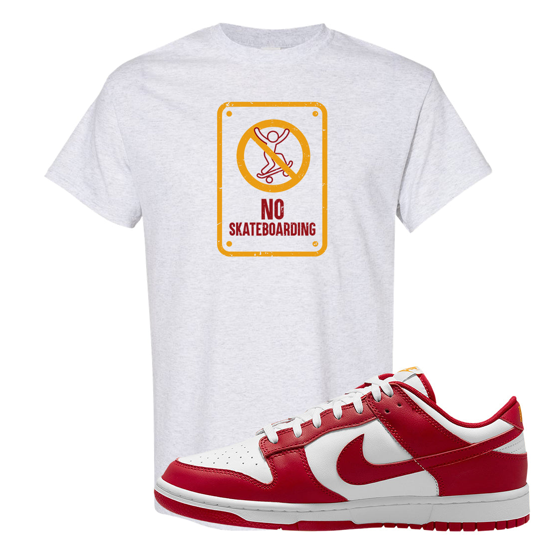 Red White Yellow Low Dunks T Shirt | No Skating Sign, Ash