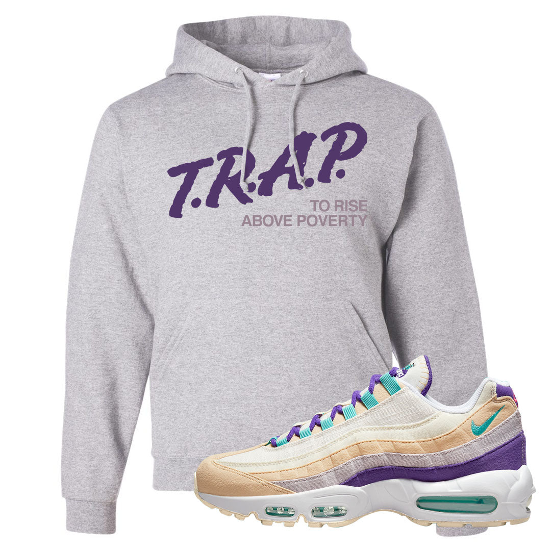 Sprung Natural Purple 95s Hoodie | Trap To Rise Above Poverty, Ash