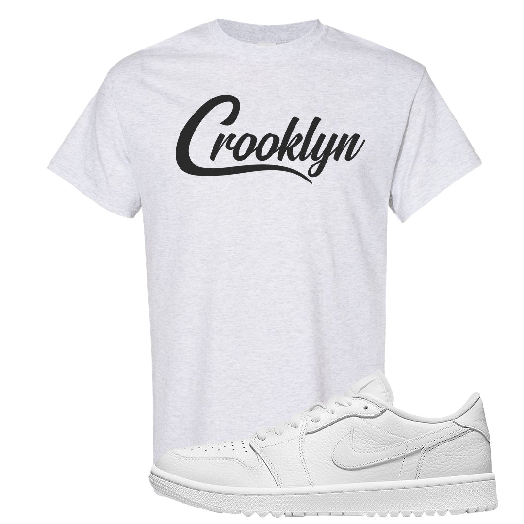 Triple White Golf Low 1s T Shirt | Crooklyn, Ash