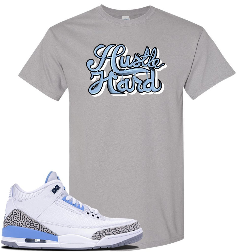 Air Jordan 3 UNC Sneaker Gravel T Shirt | Tees to match Nike Air Jordan 3 UNC Shoes | Half UNC Half Bulls