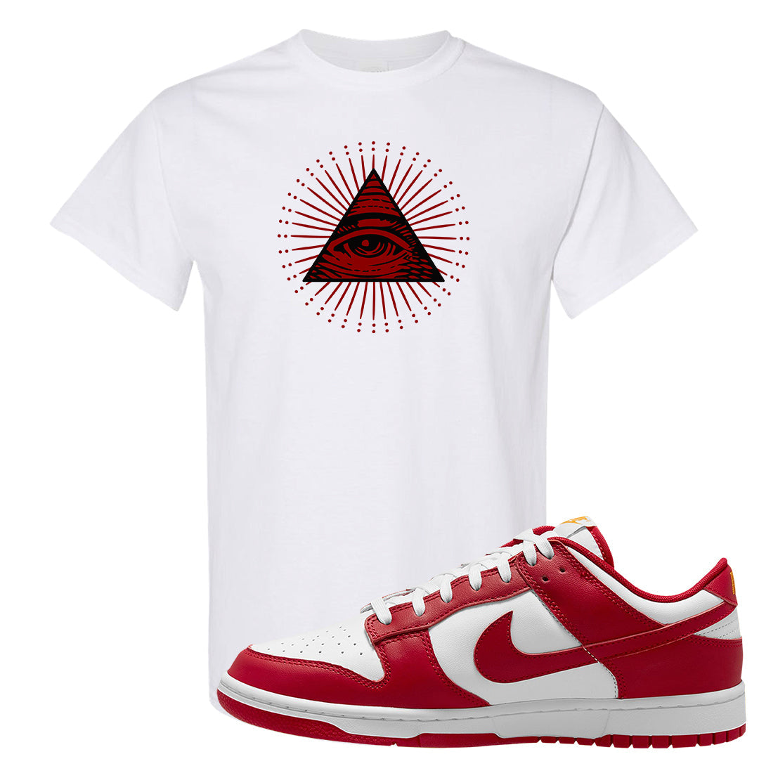 Red White Yellow Low Dunks T Shirt | All Seeing Eye, White