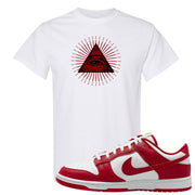 Red White Yellow Low Dunks T Shirt | All Seeing Eye, White