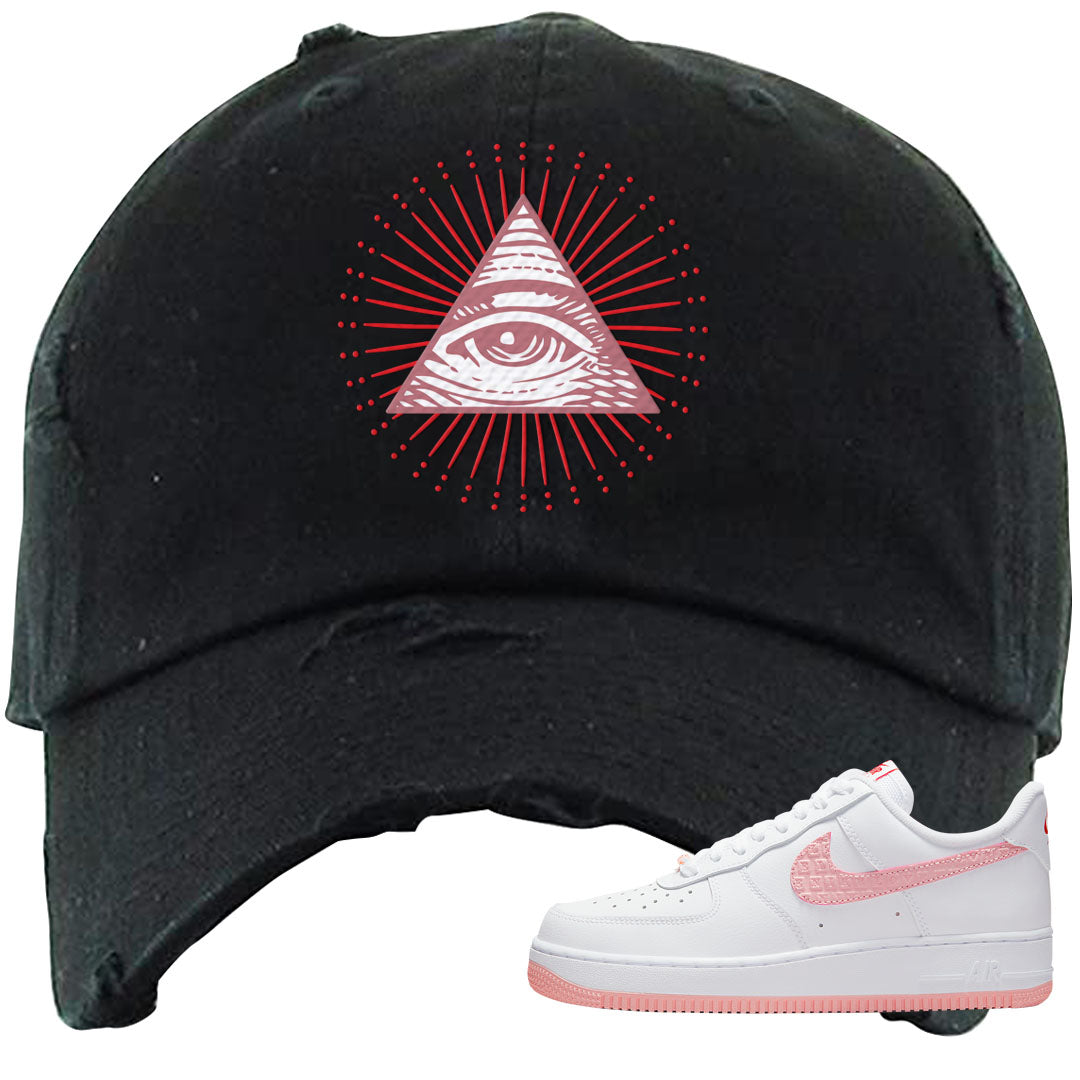 Valentine's Day 2022 AF1s Distressed Dad Hat | All Seeing Eye, Black