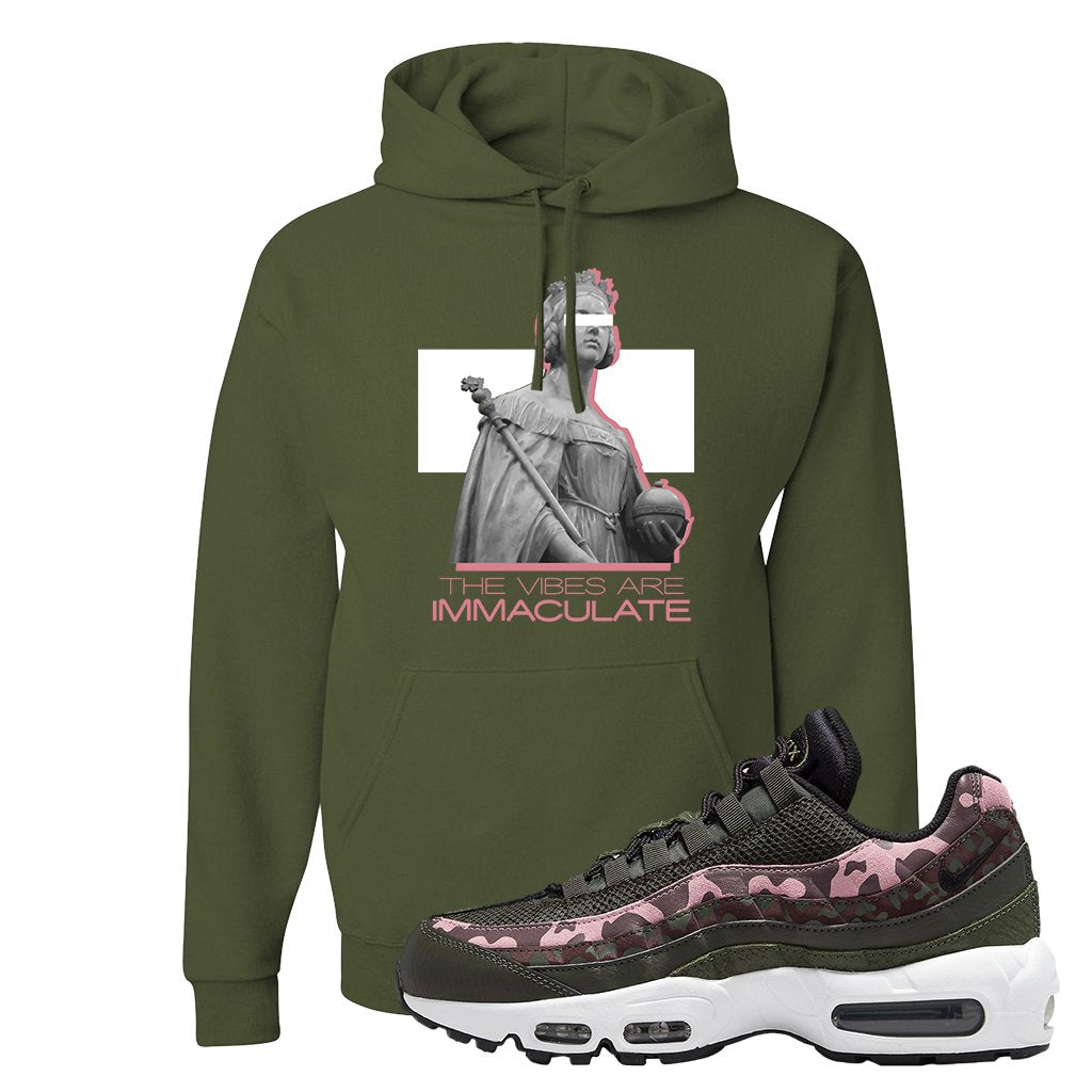 Olive Pink Camo 95s Hoodie | The Vibes Are Immaculate, Military Green