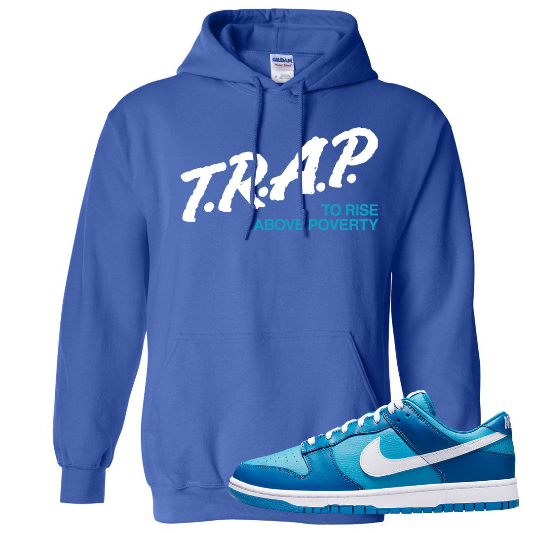Dark Marina Blue Low Dunks Hoodie | Trap To Rise Above Poverty, Royal Blue