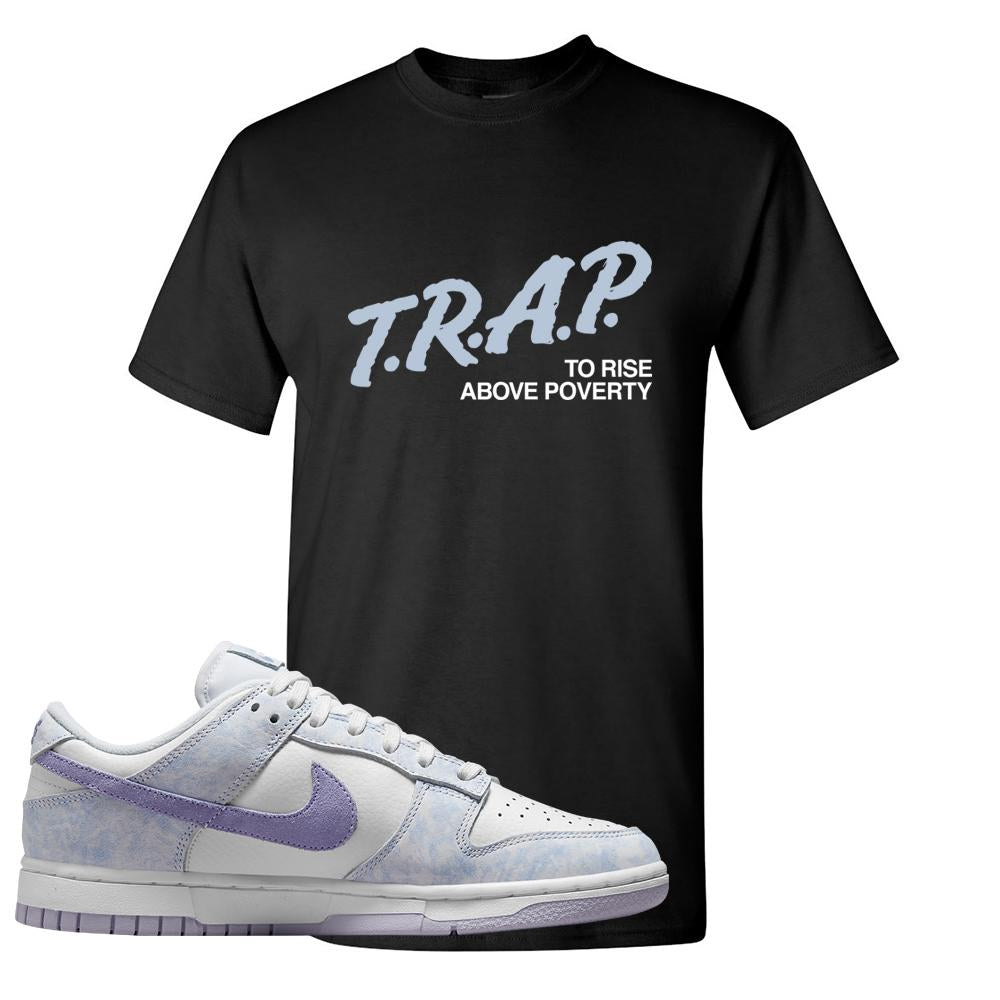 Purple Pulse Low Dunks T Shirt | Trap To Rise Above Poverty, Black