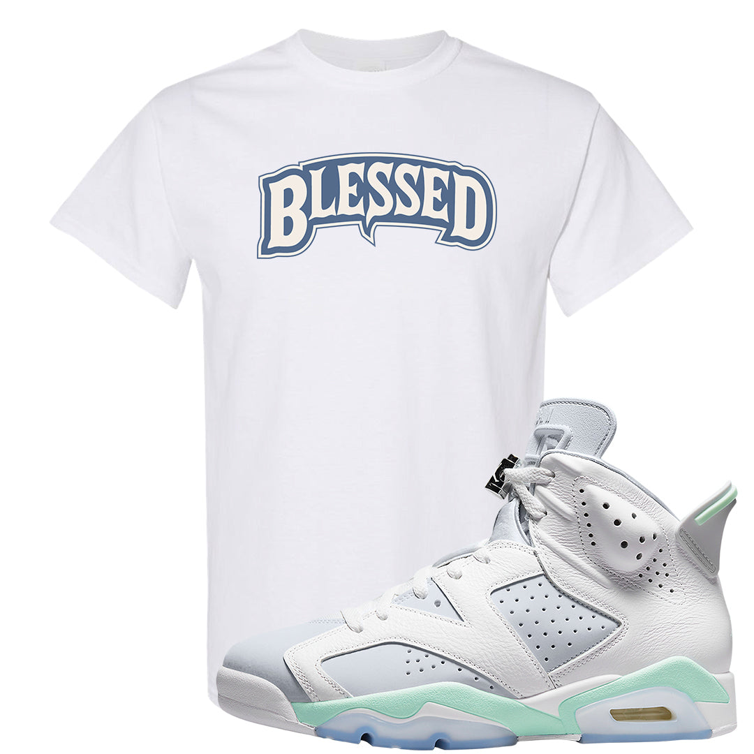 Mint Foam 6s T Shirt | Blessed Arch, White