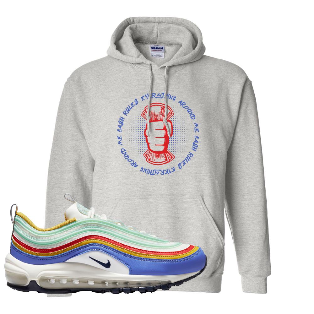 Multicolor 97s Hoodie | Cash Rules Everything Around Me, Ash