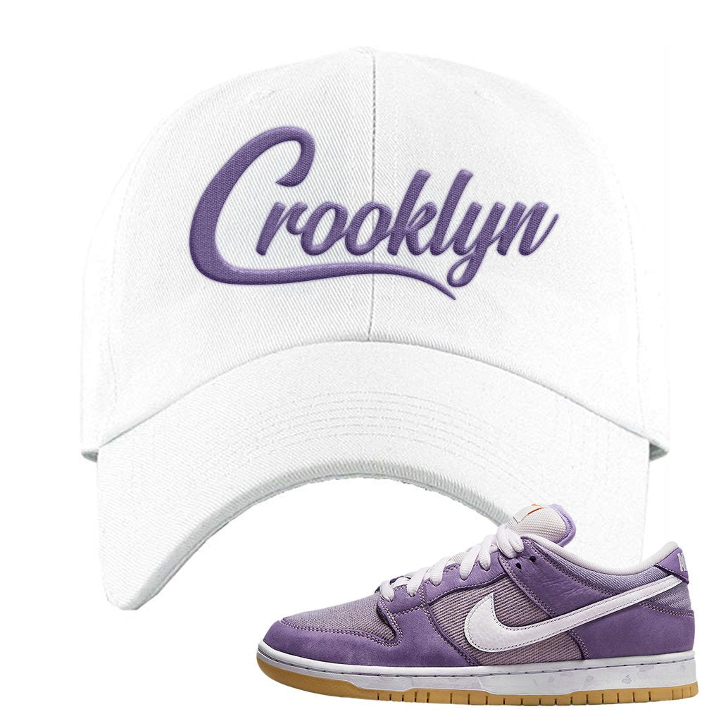 Unbleached Purple Lows Dad Hat | Crooklyn, White