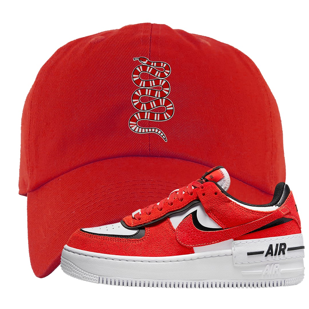 Shadow Chicago AF 1s Dad Hat | Coiled Snake, Red