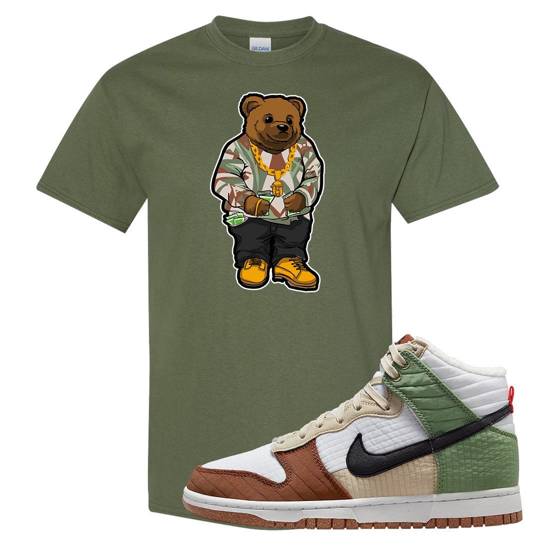 Toasty High Dunks T Shirt | Sweater Bear, Military Green