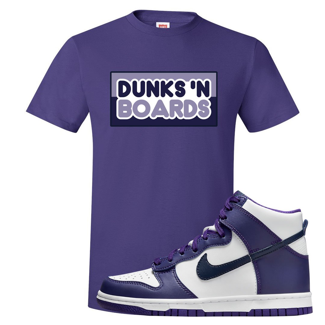 Court Purple High Dunks T Shirt | Dunks N Boards, Purple