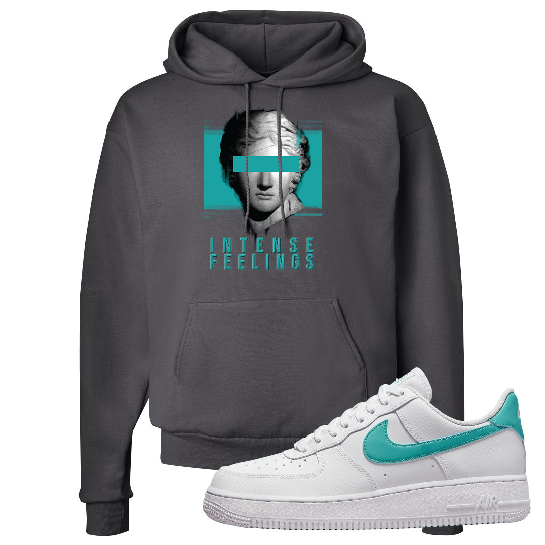 Washed Teal Low 1s Hoodie | Intense Feelings, Smoke Grey