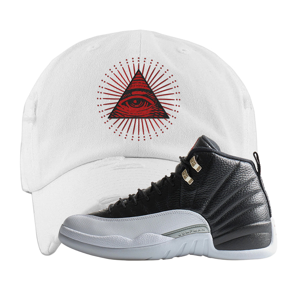 Playoff 12s Distressed Dad Hat | All Seeing Eye, White