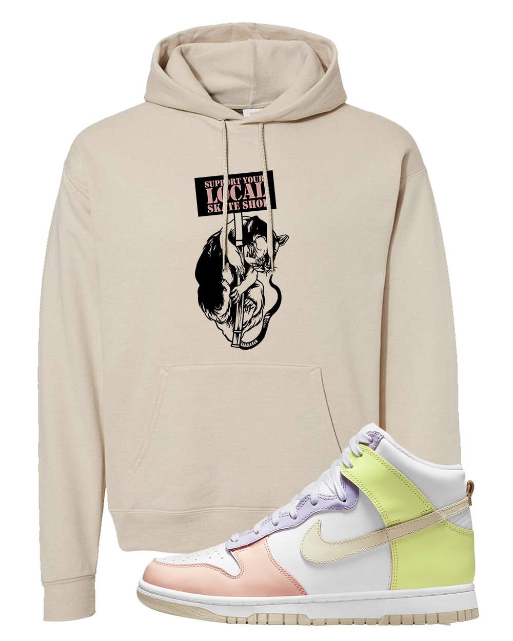 Cashmere High Dunks Hoodie | Support Your Local Skate Shop, Sand