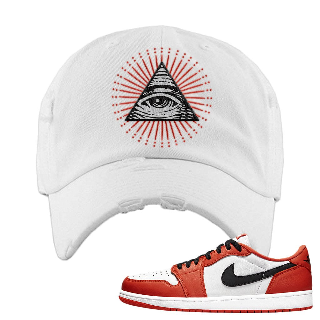 Starfish OG Low 1s Distressed Dad Hat | All Seeing Eye, White