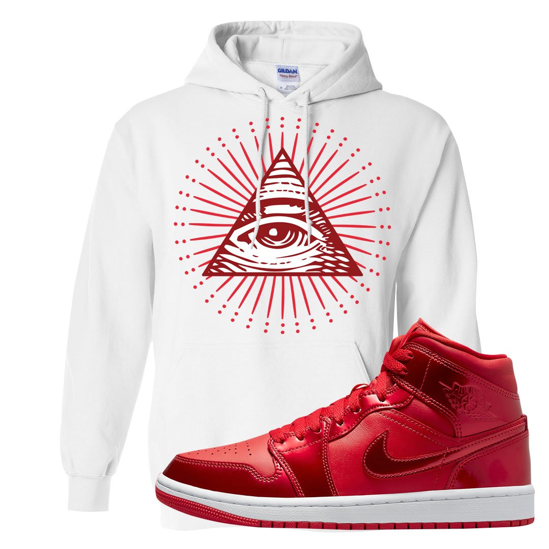 University Red Pomegranate Mid 1s Hoodie | All Seeing Eye, White