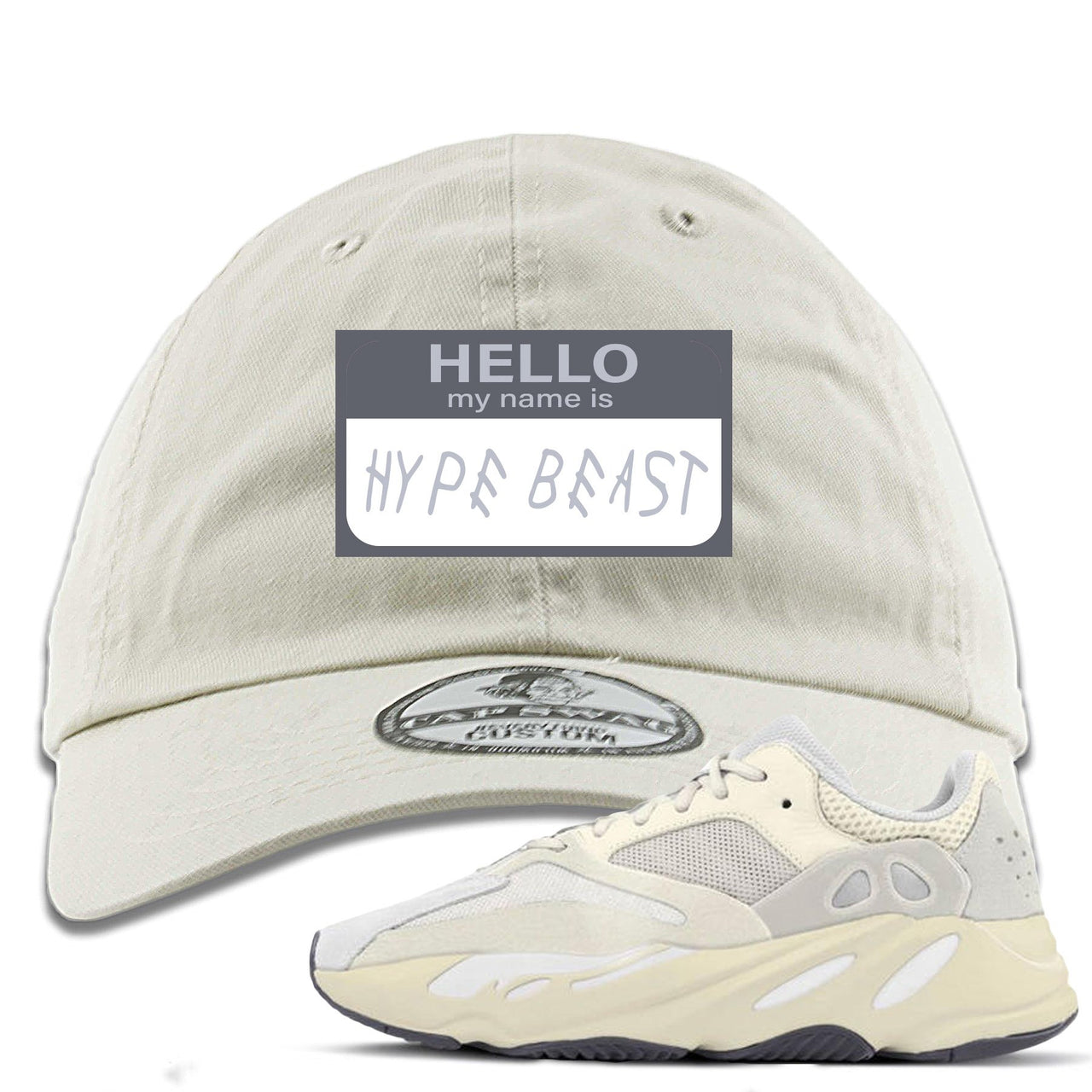 Analog 700s Dad Hat | Hello My Name Is Hype Beast Woe, Ivory
