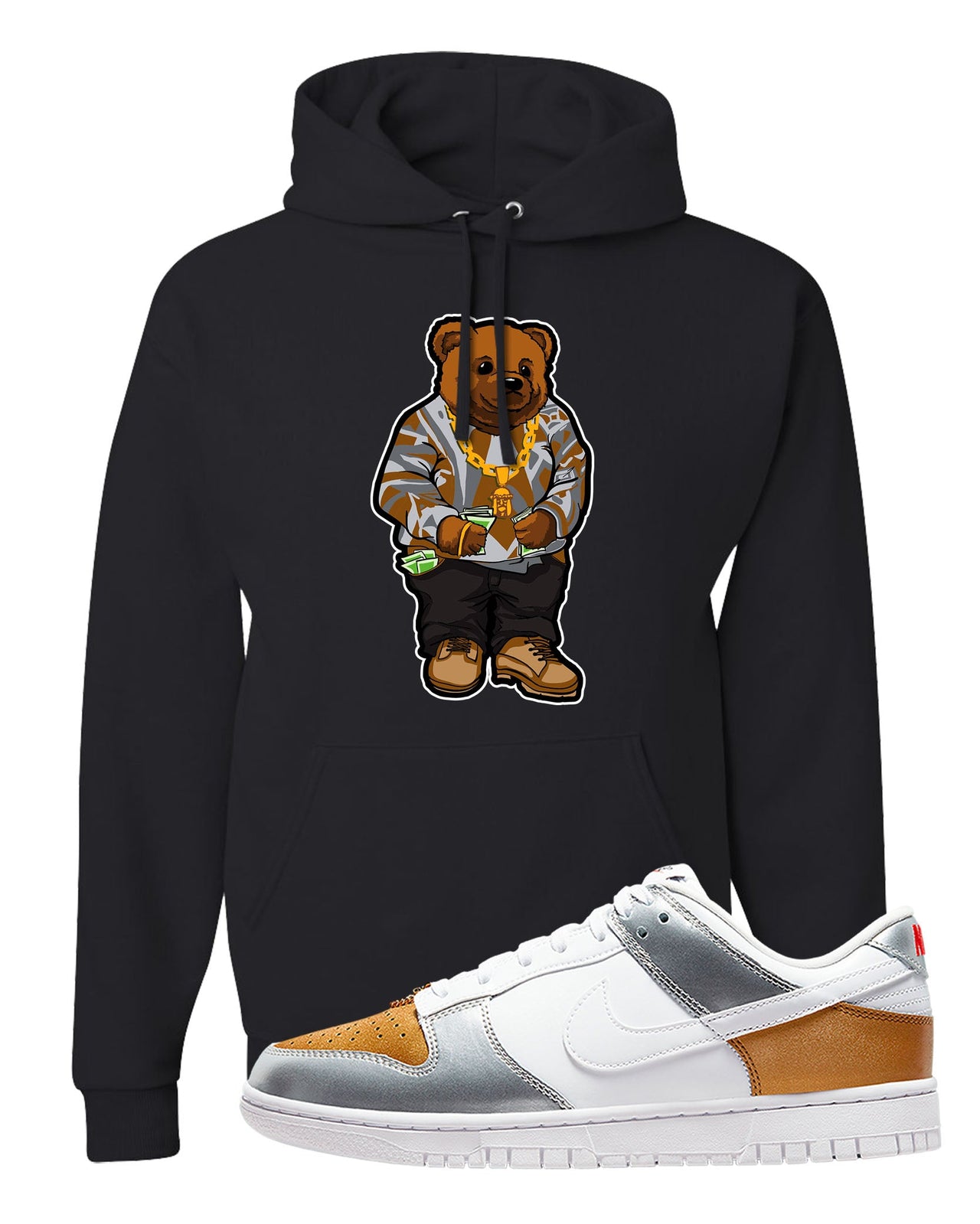 Gold Silver Red Low Dunks Hoodie | Sweater Bear, Black