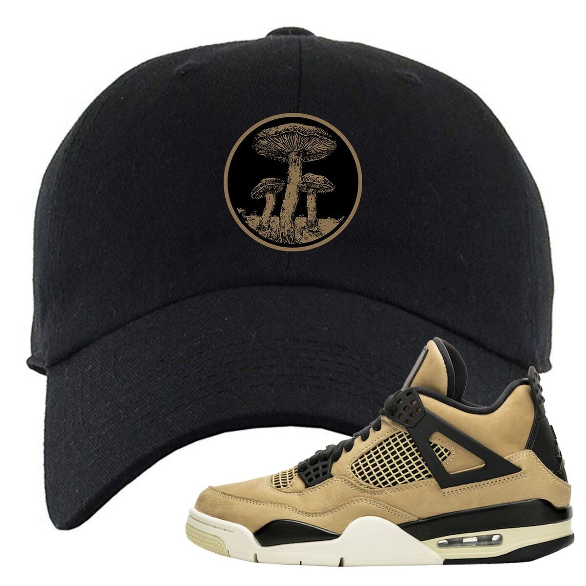 Jordan 4 WMNS Mushroom Black Sneaker Matching Dad Hat