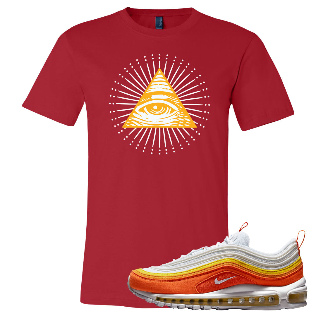 Club Orange Yellow 97s T Shirt | All Seeing Eye, Red