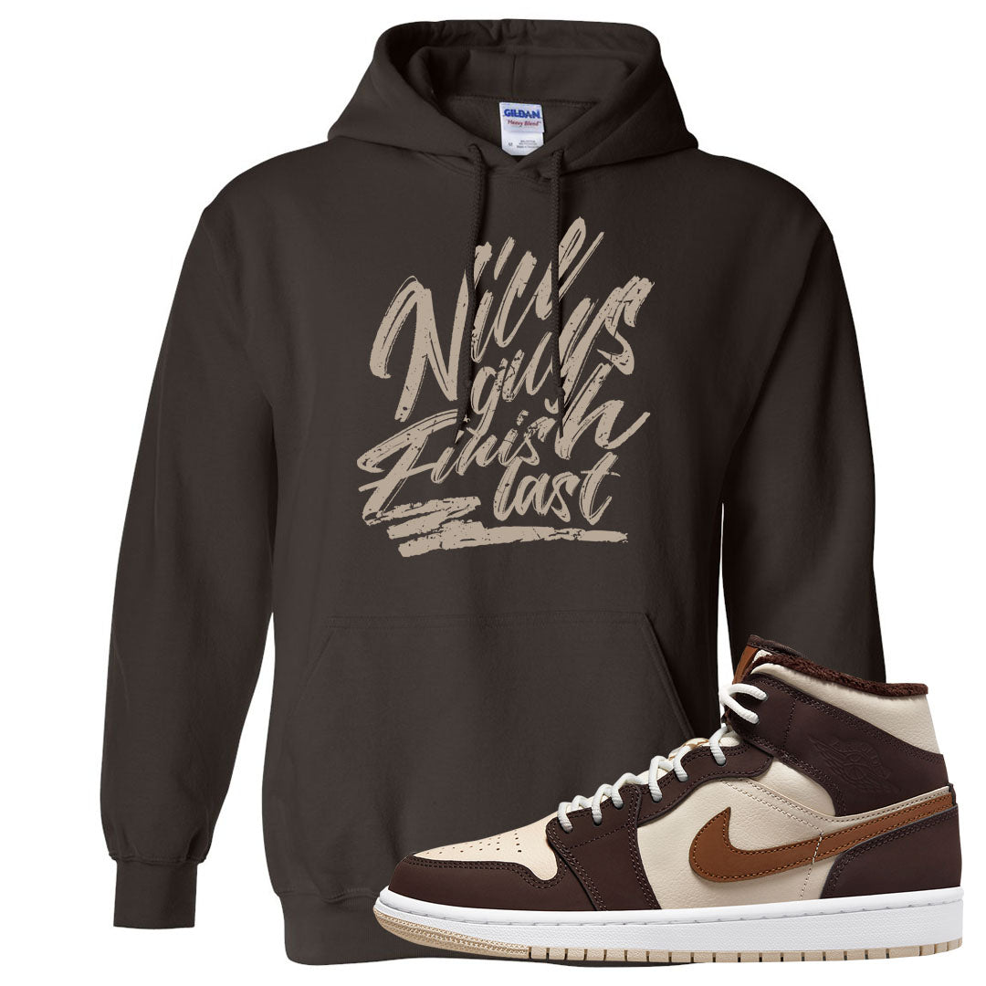 Brown Fleece Mid 1s Hoodie | Nice Guys Finish Last, Dark Chocolate