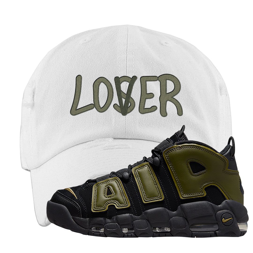 Guard Dog More Uptempos Distressed Dad Hat | Lover, White