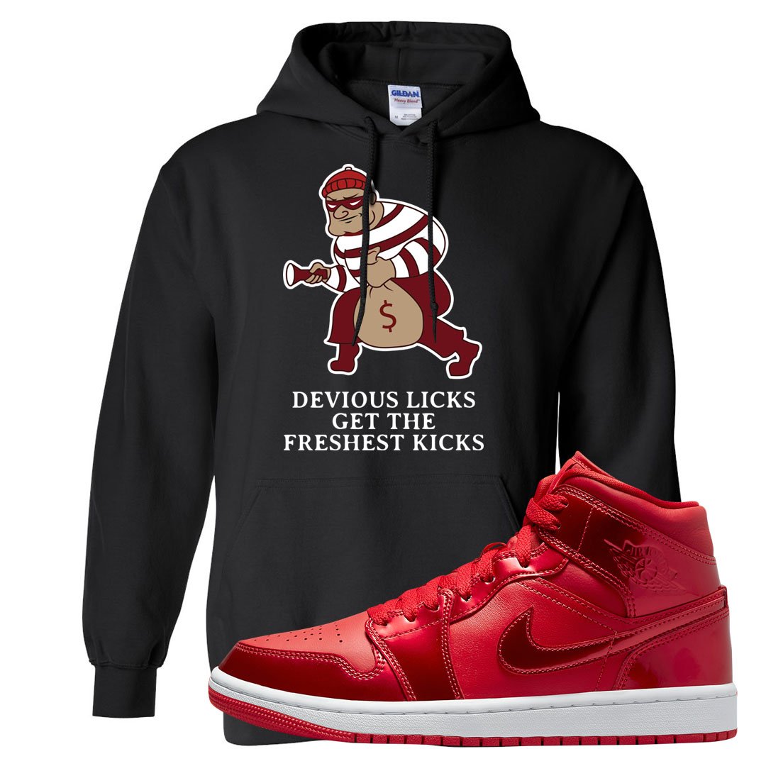 University Red Pomegranate Mid 1s Hoodie | Devious Licks, Black