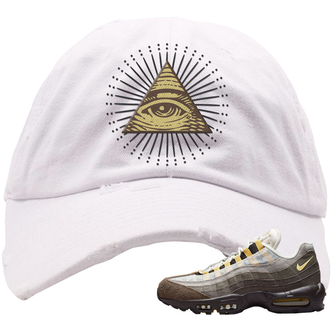 Ironstone Hemp 95s Distressed Dad Hat | All Seeing Eye, White