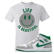 Light Smoke Pine Green Mid 1s T Shirt | Smile Life Is Beautiful, Ash