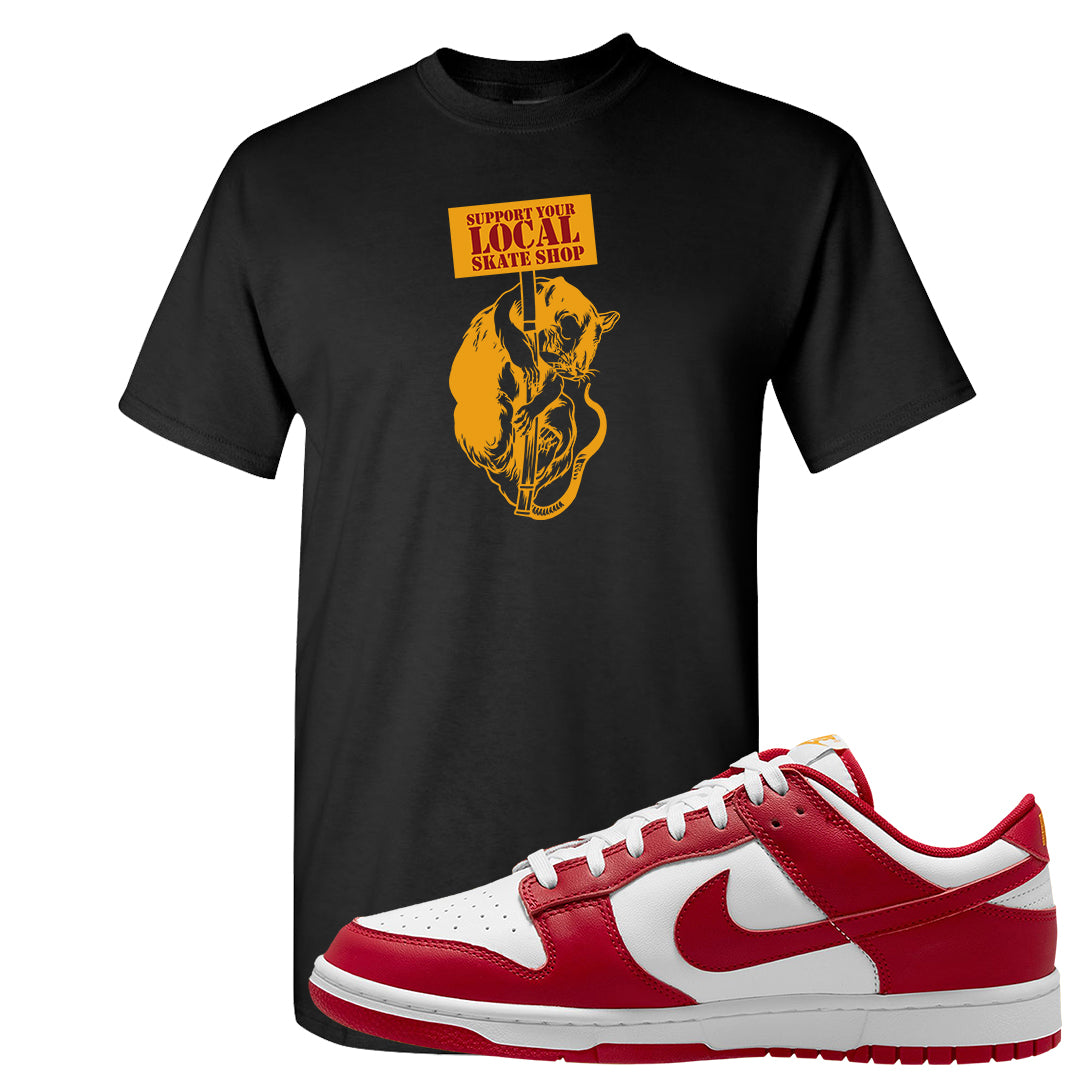 Red White Yellow Low Dunks T Shirt | Support Your Local Skate Shop, Black
