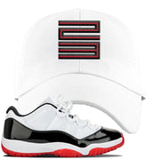 Jordan 11 Low White Black Red Sneaker White Dad Hat | Hat to match Nike Air Jordan 11 Low White Black Red Shoes | Jordan 11 23