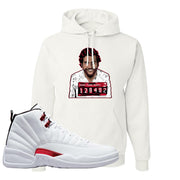 Twist White Red 12s Hoodie | Escobar Illustration, White