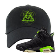 Electric Green 6s Dad Hat | All Seeing Eye, Black