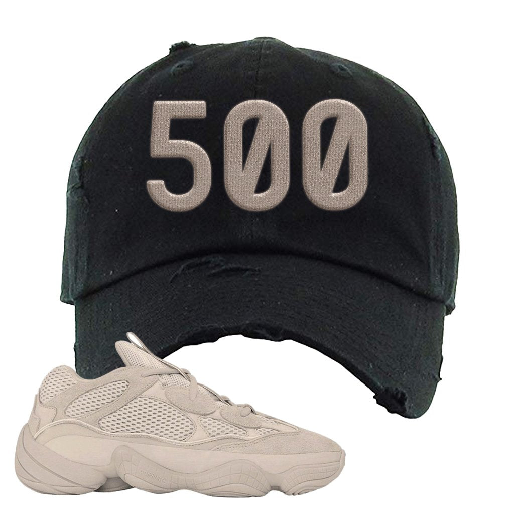 Yeezy 500 Taupe Light Distressed Dad Hat | 500, Black