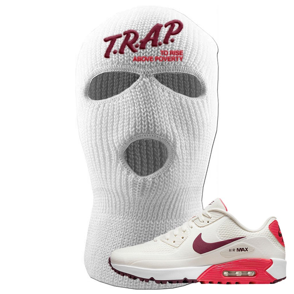 Fusion Red Dark Beetroot Golf 90s Ski Mask | Trap To Rise Above Poverty, White