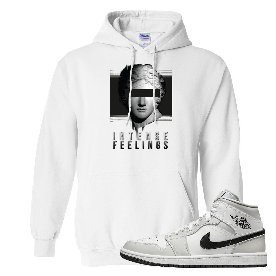 Light Smoke Grey Mid 1s Hoodie | Intense Feelings, White