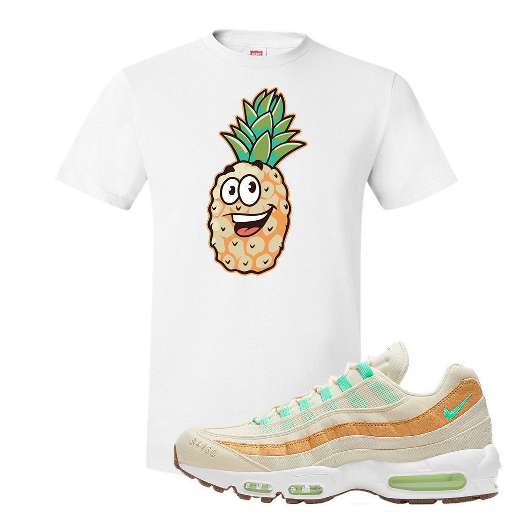 Happy Pineapple 95s T Shirt | Happy Pineapple Head, White