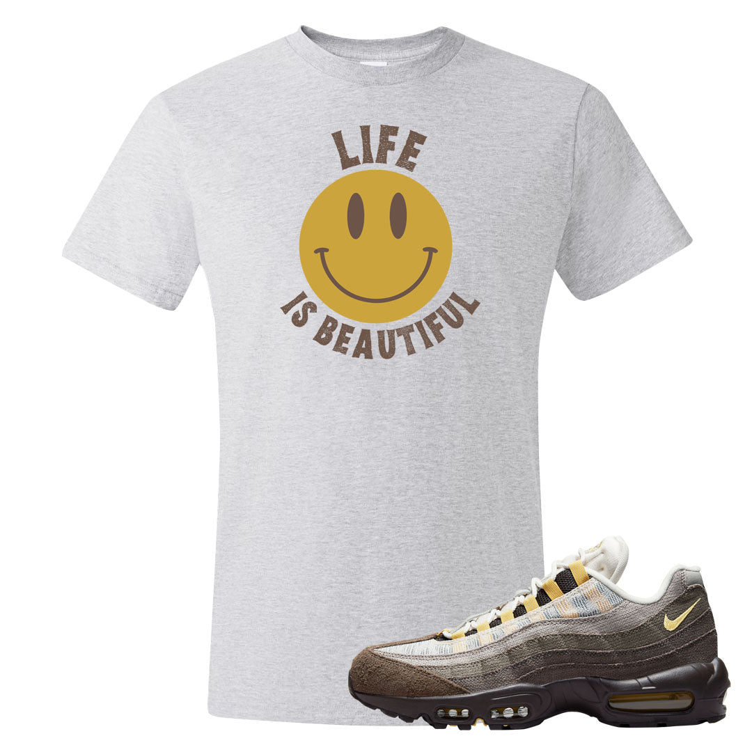 Ironstone Hemp 95s T Shirt | Smile Life Is Beautiful, Ash