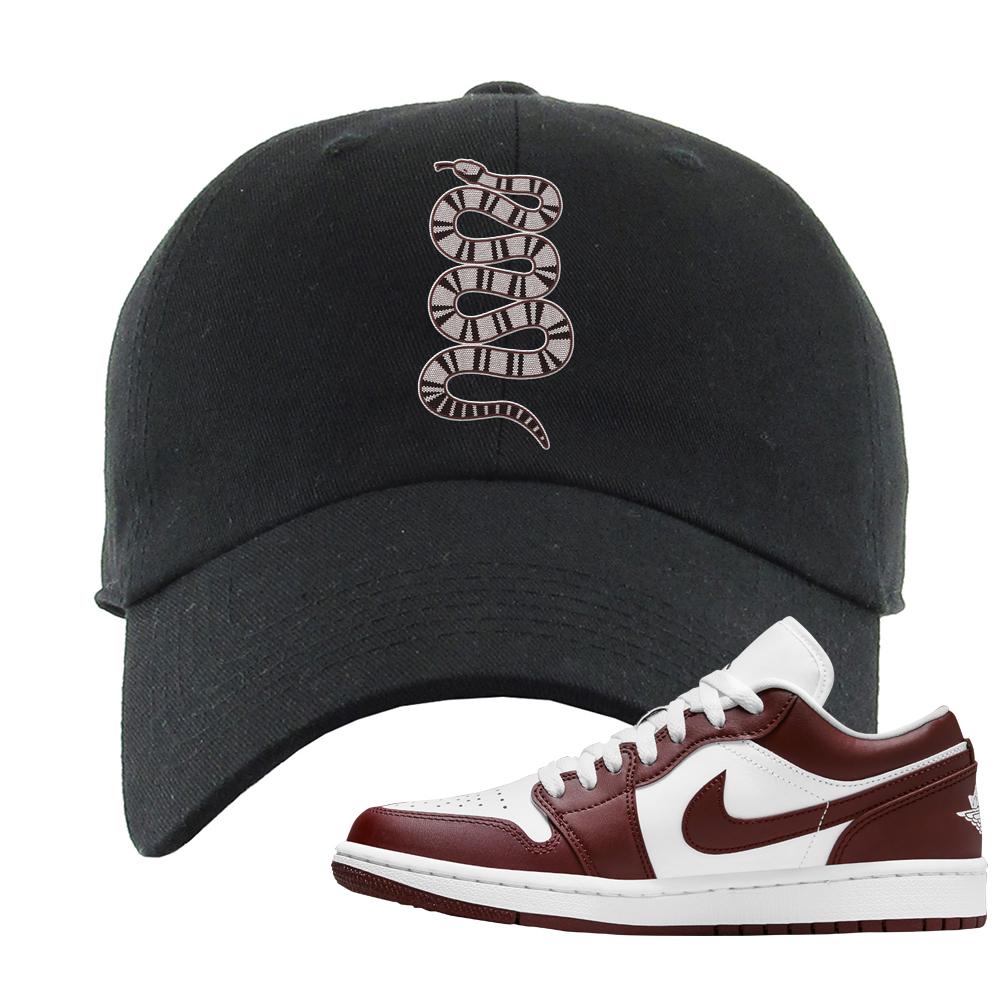 Air Jordan 1 Low Team Red Dad Hat | Coiled Snake, Black