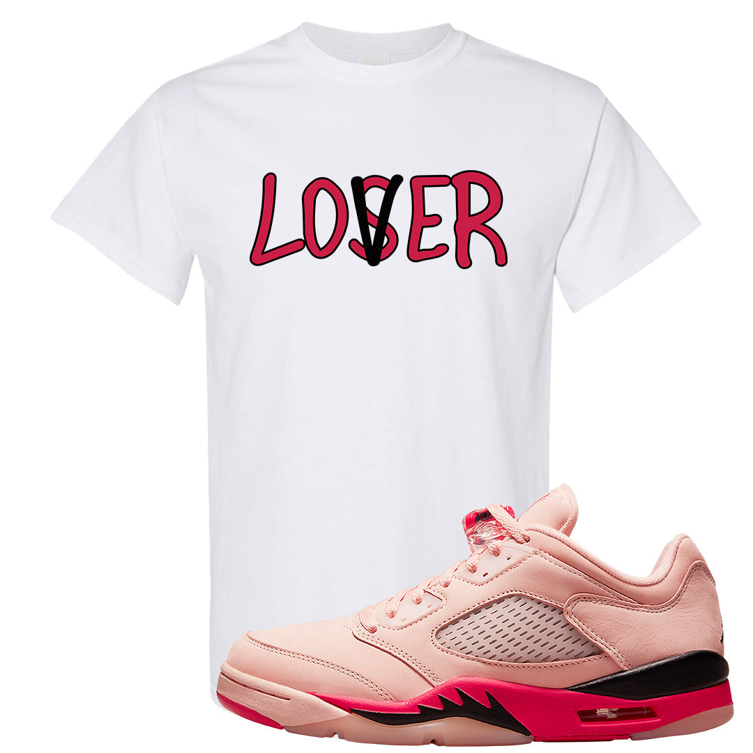 Arctic Pink Low 5s T Shirt | Lover, White
