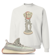 Yeezy Boost 350 V2 Citrin Non-Reflective The World Is Yours Statue White Sneaker Matching Crewneck Sweatshirt