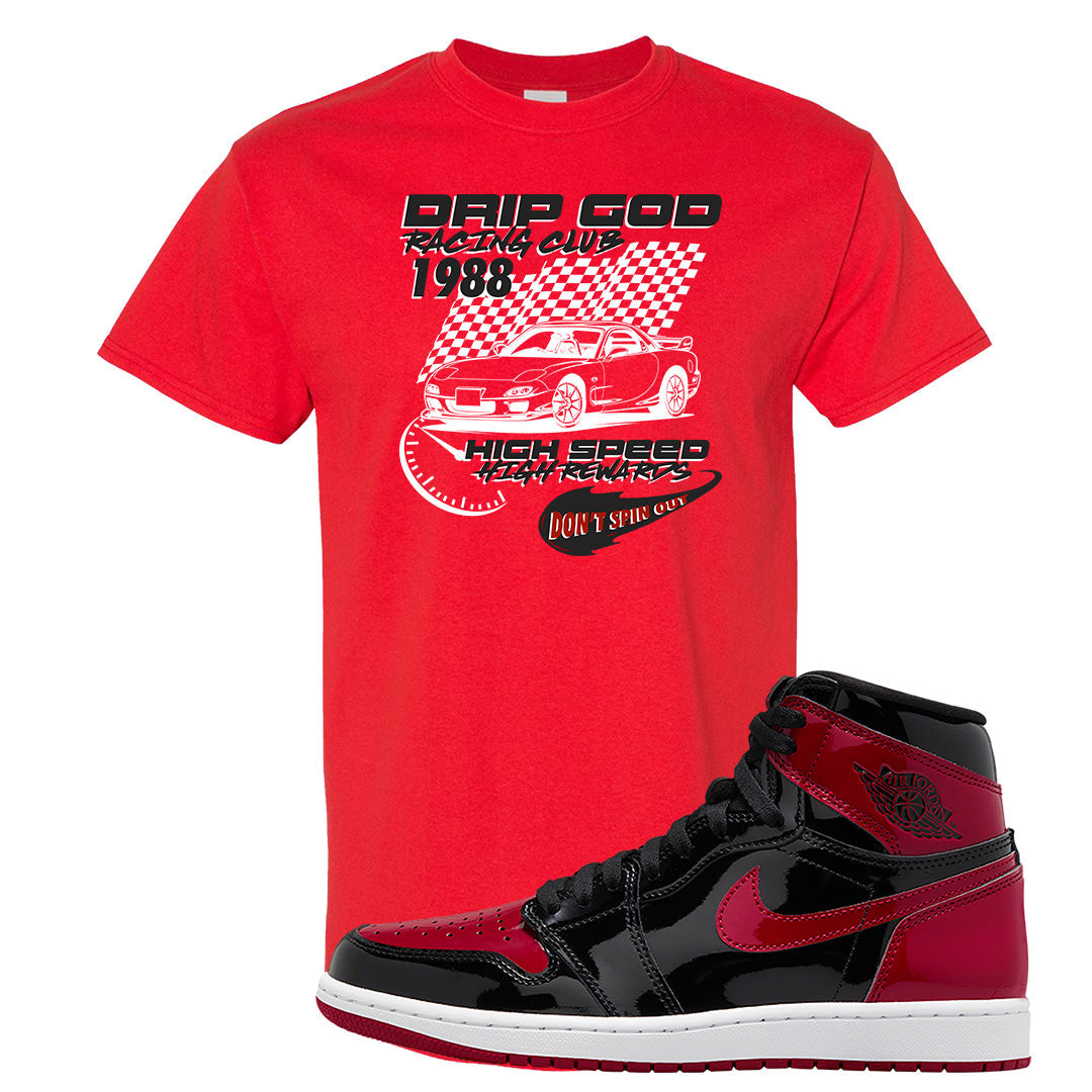 Patent Bred 1s T Shirt | Drip God Racing Club, Red