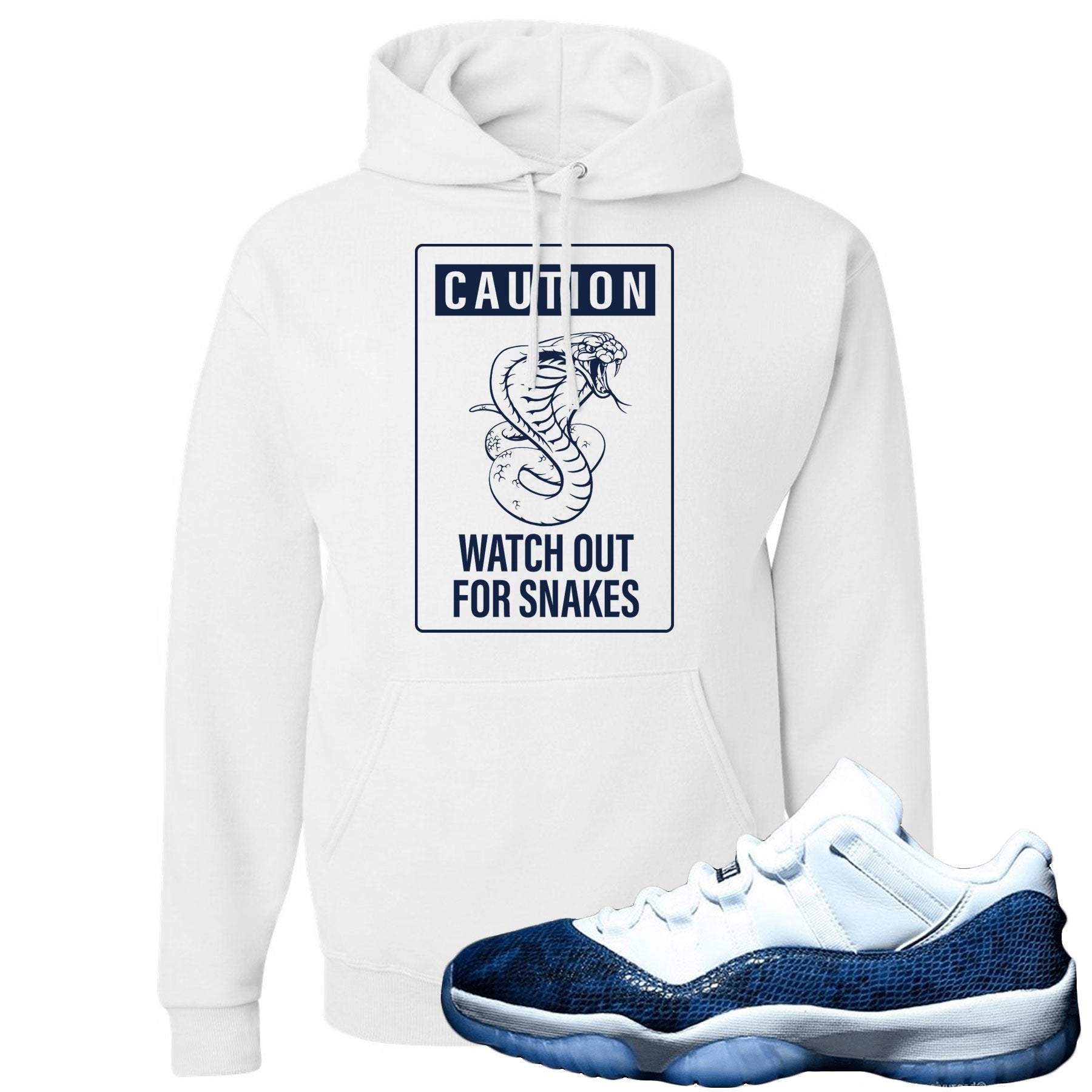 Snakeskin Low Blue 11s Hoodie | Caution of Snake, White
