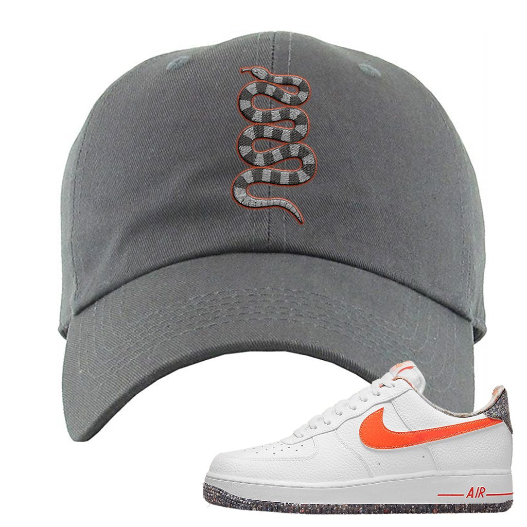 Air Force 1 Low Crimson Grind Rubber Dad Hat | Coiled Snake, Dark Gray